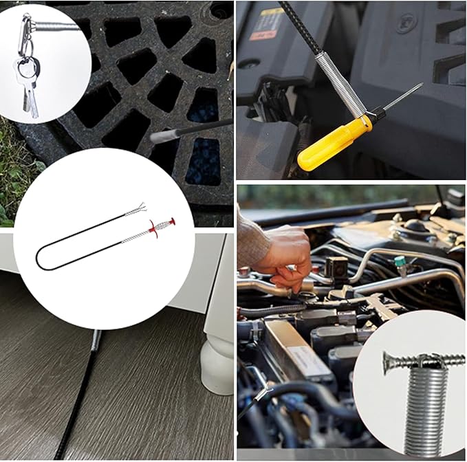 Drain Snake for Hair Clogs, 116 Inch Snake Drain Hair Removal Too, Plumbing Auger Tool with Hook for Tub Pipes