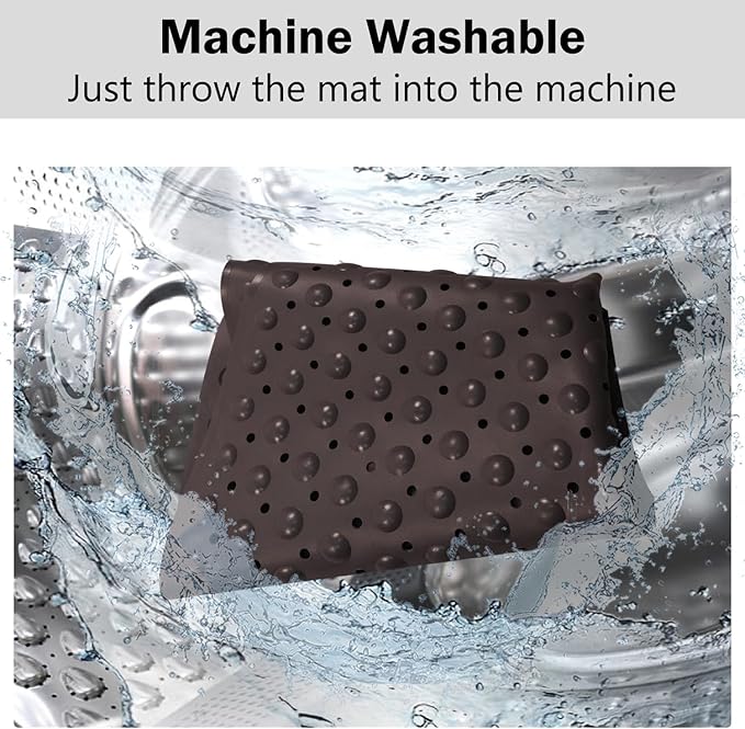 Mrcrypos Corner Shower Mats 25.5 x 25.5 Inches Bath Mat with Suction Cups and Drain Holes, Quick Dry Anti Slip Bathmat Machine Washable Shower Stall Mats for Bathroom, Gray