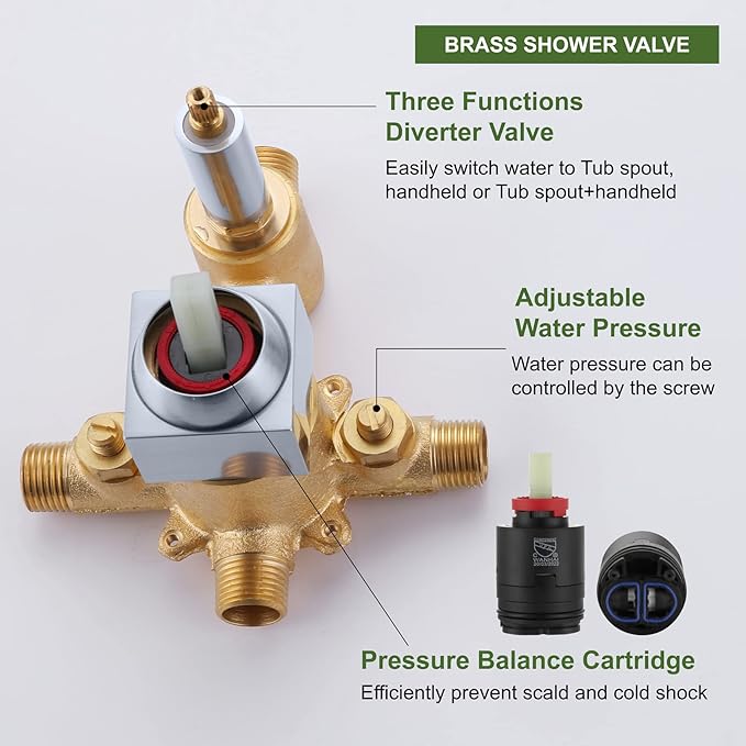TapLong Wall Mount Bathtub Faucet with Waterfall Tub Spout Bath Tub Faucet Set with Handheld Shower Single Handle Tub Filler Shower Faucet Set with Rough-in Valve and Trim Kit, Polished Chrome, 91266