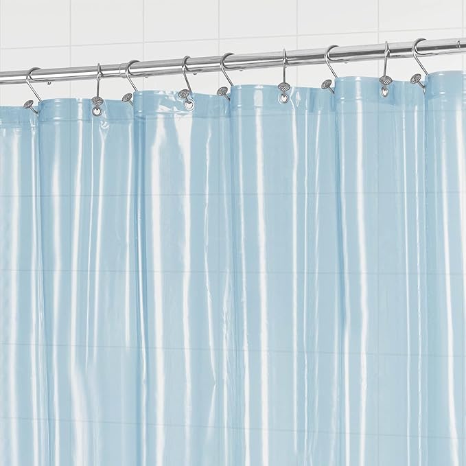 Barossa Design Shower Curtain Liner - Premium Clear Light Blue PEVA Shower Liner with 3 Magnets and Metal Grommets, Waterproof Lightweight Standard Size Bathroom Curtains - Translucent Light Blue