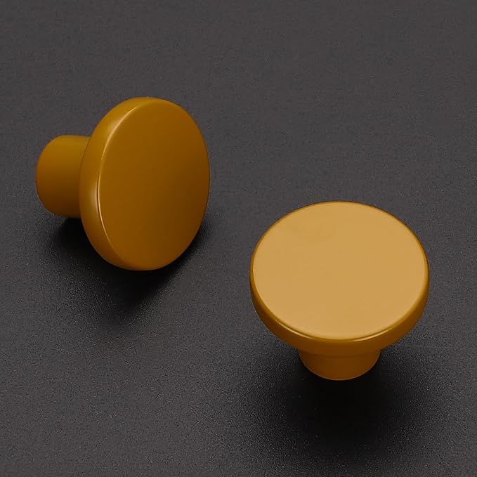 Ravinte 5 Pack Cabinet Knobs Earthy Yellow Kitchen Cabinet Knobs Round Dresser Drawer Pulls Closet Door Pulls 1-1/5 Inch
