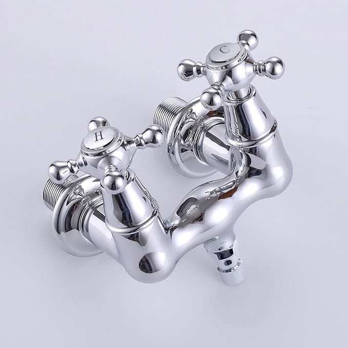 SUMERAIN Wall Mount Tub Faucet Vintage Leg Tub Filler 3-3/8 Inch Center High Flow Chrome