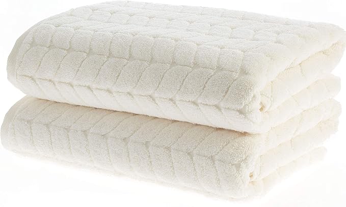 BAGNO MILANO Turkish Cotton Ultra-Soft Plush Absorbent Quick Dry Bathroom Towel Set, Made in Turkey (Cream, Bath Sheet)