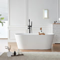 Cpingao 71" Stone Resin Freestanding Bathtub, Contemporary Oval Solid Surface Soaking Stand Alone Tub, Matte White, Drain & Overflow Included 8816-1800