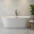 Freestanding Bathtub 67 inch Acrylic Soaking Tub – Modern Oval Freestanding Tub with Chrome Drain & Overflow for Home Spa or Bathroom Relaxation