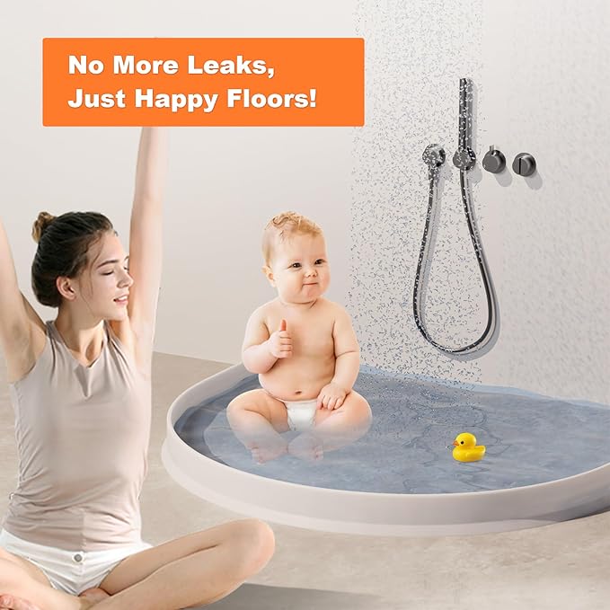 3.8'' High Shower Threshold Water Dam Collapsible Shower Water Splash Guard for Shower Water Blocker for Wet and Dry Separation Bathroom and Kitchen (80 Inch)