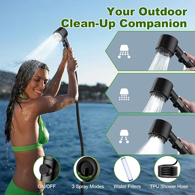 Portable Shower for Camping, 5 Gal/20 L Solar Heating Camping Shower Bag with Shower Pump, Portable Shower Head, Essential for Camping,Festivals, Overlanding, Beach Trips