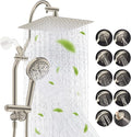 Hibbent cUPC Certified All Metal 10" Rainfall Showerhead Combo, High Pressure Shower Head with 10 Spray Handheld, Innovative 4-way Diverter with Pause Mode, 71'' Shower Hose and Holder, Brushed Nickel