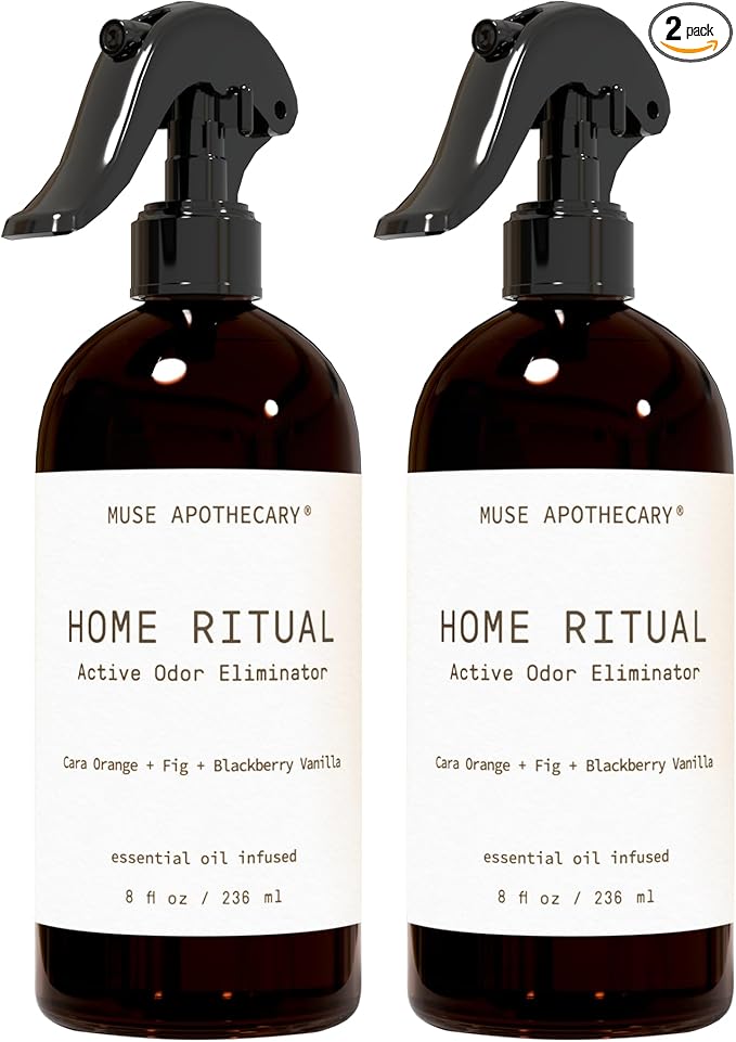 Muse Apothecary Home Ritual Active Odor Eliminator Spray - Furniture Deodorizer Spray & Bathroom Odor Eliminator for Home - Essential Oil Air Freshener - 8oz, Cara Orange + Fig + Blackberry Vanilla, 2