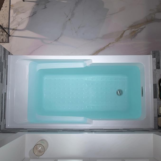WOODBRIDGE 54" Acrylic Rectangular Alcove Soaking Bathtub in White with Left Drain, Brushed Nickel pop-UP Drain Included BA5430L