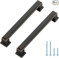 Ravinte Hardware 5 Pack Oil Rubbed Bronze Cabinet Pulls, 5 Inch (128mm) Hole Center Zinc Alloy Drawer Handles for Kitchen Cabinets, Cupboards, Dressers, Square Solid Metal Hardware