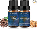 BURIBURI Sandalwood Oil Essential Oil and Coffee Essential Oil 10ml, 100% Pure Coffee Fragrance Oil for Diffuser, Massage