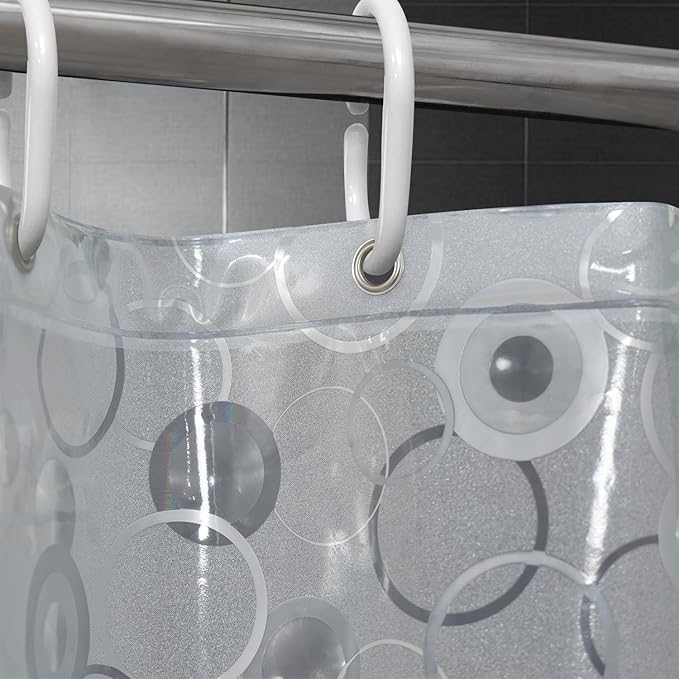 AooHome Plastic Shower Curtain Liner - EVA 3D Circle Pattern Design Water Repellent, 10G Heavy Duty, Semi Transparent, 72x84 Inch