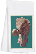 Asian Elephant, Letterpress (100% Cotton Tea Towel, Decorative Hand Towel, for Kitchen and Home)