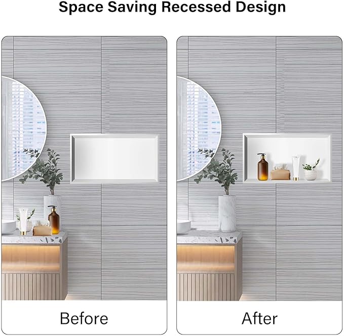 12" X 24" Stainless Steel Shower Niche Insert Tile Ready, Niche for Shower Wall, Recessed Shelf No Tile Needed for Bathroom Storage, White