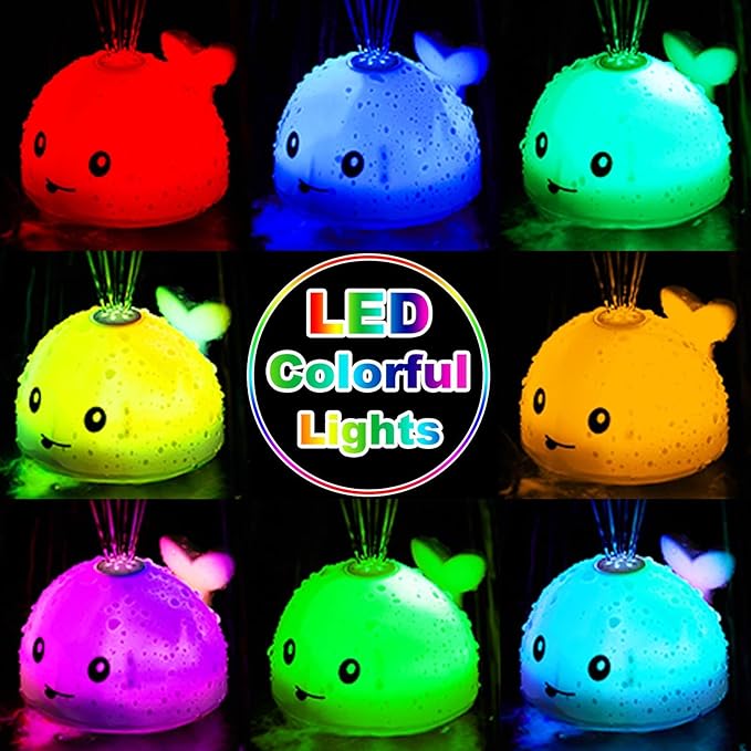 Baby Bath Toys 6-12-18 Months - Christmas Stocking Stuffers For Kids Ages 1-3 1 2 3 Year Boy Girl Gifts, Infant Baby Gifts Light Up Whale Bath Toy Sprinkler, Bathtub Water Pool Toy For Toddlers