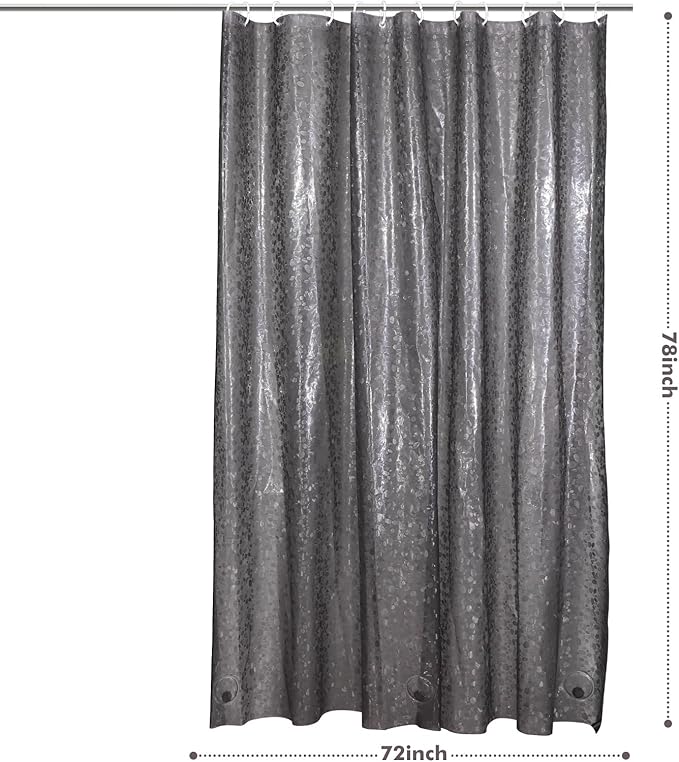 Bostofy Waterproof Shower Curtain Liner EVA 8G - Rust-Proof Hooks, Heavy-Duty Magnets - Enhance Your Bathroom with Durability and Elegance, 72L x 78H Inches