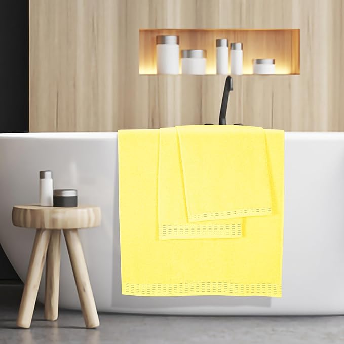 Cotton 2 Pack Oversized Bath Towel Set 28x55 inches, Large Bath Towels, Ultra Absorbant Compact Quickdry & Lightweight Towel, Ideal for Gym Travel Camp Pool - Lime Yellow