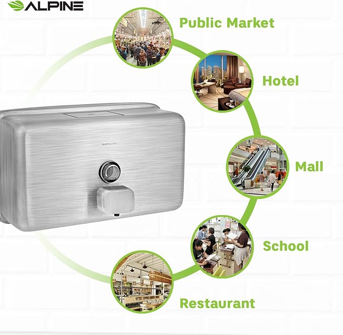 Alpine Wall Mounted Stainless Steel Liquid Soap Dispenser