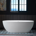 WOODBRIDGE 63" L x 28.35" W Stone Resin Luxury Contemporary Solid Surface Freestanding Soaking Tub in Matte White