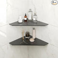 FerdY 2-Pack 10" Matte Black Recessed Corner Shower Shelf, for Tiled Bathroom Walls, Floating Shower Shelf, 304 Stainless Steel Shower Caddy Storage Shelves, No Drilling Required, Irregular Diamond