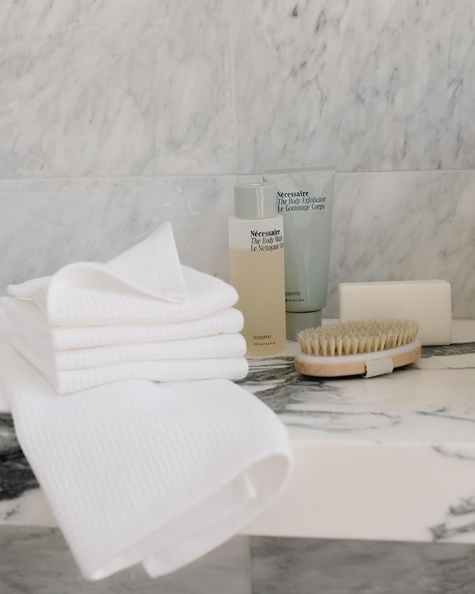 Cozy Earth Waffle Hand Towels - 60% Cotton 40% Viscose from Bamboo Hand Towels 20 x 30 Inches - Soft & Absorbent Terry, Reversible Mini Textured Waffle & Weave Pattern - 2 Pack