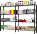 4 Tier Storage Racks Shelving, Heavy Steel Pantry Shelves, Adjustable Wire Shelving Rack, Suitable for Garage, Kitchens, Offices, 58" W x 14" D x 59" H, Black