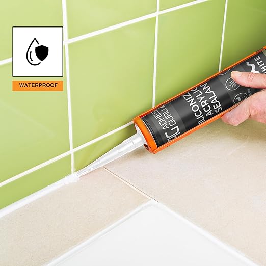 Adhesive Guru AG530 Siliconized Acrylic Sealant (10.5 fl oz), Waterproof Paintable Caulk for Bathtubs, Windows, Showers, Indoor Outdoor Caulking Weatherproof, White - 1 Pack