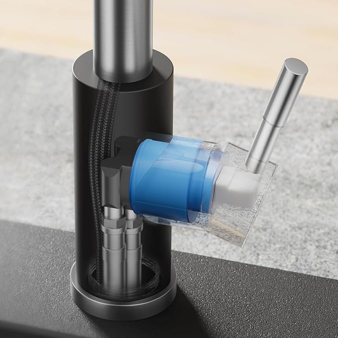 Smart Kitchen Faucet, 3 Modes Pull Down Sprayer, Touch On Sensor Activated, LED Temperature Control, 360-Degree Rotation,1 or 3 Hole Deck Plate. 10-Year Warranty. (KW-66NR, Brushed Nickel/Black)