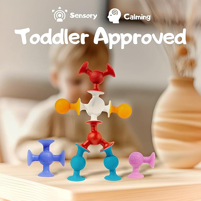 Acme Co 50 PCS Baby Suction Toys - Fun Baby Bath Games, for Toddlers, Educational Toddler Sensory, Interactive Play of Building, Montessori Stocking Stuffers for Kids