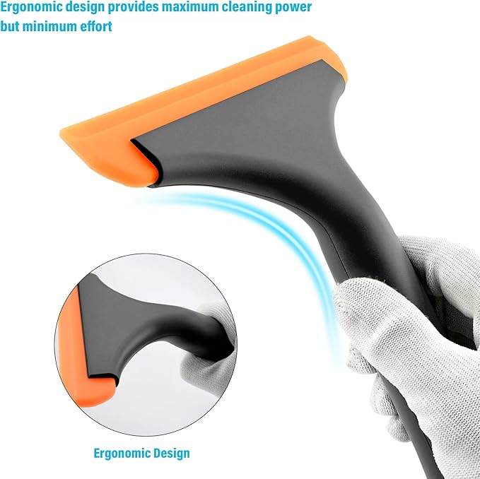 Gomake Small Silicone Squeegee Window Shower Squeegee,Auto Water Blade Squeegee for Shower Glass Door,Car Windshield, Window, Mirror, Bathroom,Countertop Cleaning-Black