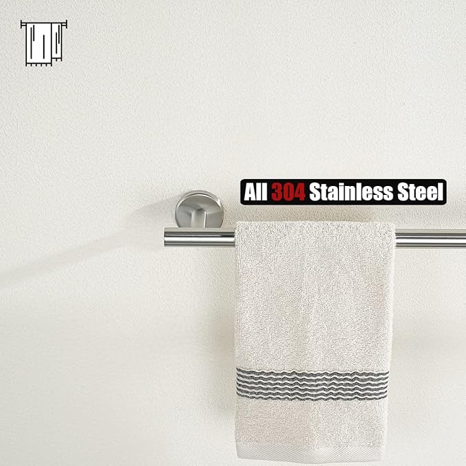 JQK Bath Towel Bar, 33 Inch 304 Stainless Steel Thicken 0.8mm Single Towel Rack for Bathroom, Towel Holder Brushed Steel Wall Mount, Useable Length 30 Inch 2 Pack, TB110L30-BN-P2