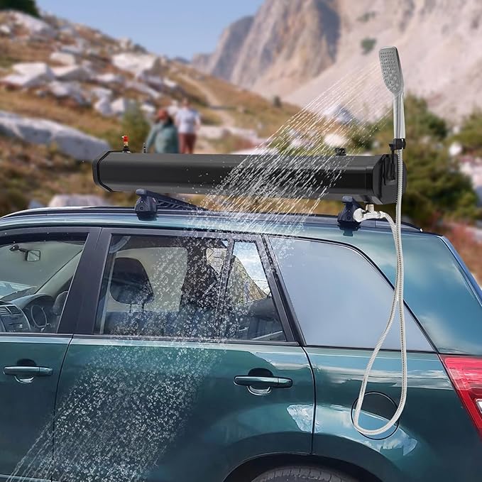 5.28Gal Roof-Mounted Camping Shower, Portable Road Shower with 1.6Bar Pressure & 5.58ft Hose, 20L Water Tank for Camping, Beach Surfing, Off-Road Vehicle Wash