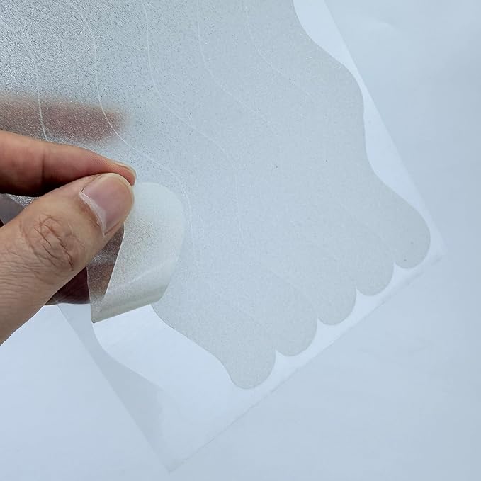 S&X 24 Pcs Anti Slip Shower Stickers, Invisible Clear High Traction Bathtub Strips, Wave Shape Safety Decals for Bath Tub Shower Wet Tiles & Stairs with Scraper