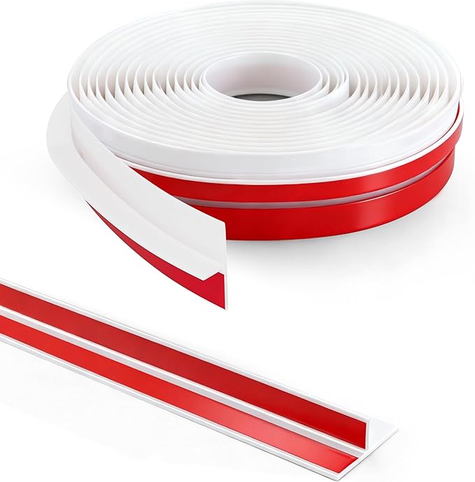 20Ft T-Shaped Door Draft Stopper, Silicone Weather Stripping Seal Tape for Doors and Windows - White, 1.38" Wide (35mm)
