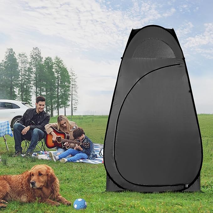 Pop Up Privacy Shower Tent,Portable Outdoor Bathroom Toilet Changing Dressing Room,Instant Rain Shelter for Camping & Beach,Lightweight & Sturdy, Easy Set Up, Foldable, with Carry Bag (Black)