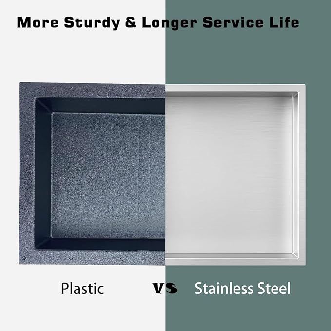 Shower Niche, Stainless Steel Elegant Bathroom Niche, No Tile Needed Recessed Shower Shelf Organizer for Storage