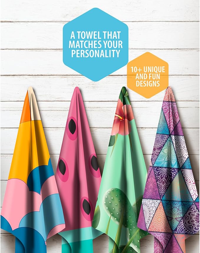 VENTURE 4TH Microfiber Beach Towel: Quick-Dry, Compact, Sand-Free, Absorbent, Sandproof and Lightweight - Perfect for Camping, Beach, and Roadtrips (Sky's The Limit Design | 35x78 inches)