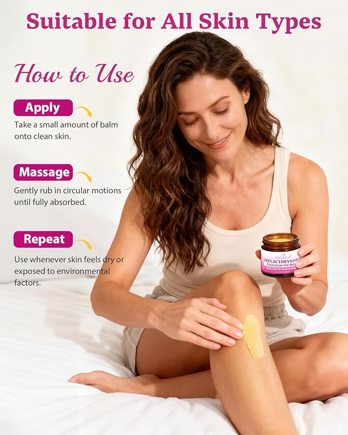Helichrysum Multipurpose Balm - Natural Soothing Hydrating Salve with Helichrysum Oil for Thin, Fragile, B-ruised & Aging Skin | Moisturizes & Revitalizes Body & Face - 60G/2OZ