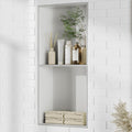 Bathbliss Shower Niche, No‑Tile Recessed Wall Niche, 11.18"x22.3" SUS304 Stainless Steel Double Shelf, Leak‑Proof Waterproof for Bathroom Storage, White