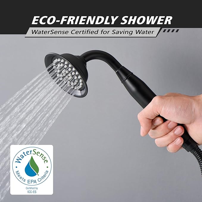 SUMERAIN Matte Black Wall Mounted Bathtub Faucet with Sprayer, Traditional High Flow Tub Faucet Set,Rough-in Valve Included
