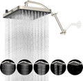 Hibbent Rain Shower Head, 13'' High Pressure Rainfall 5 Spray Mode Showerhead with 16" Shower Head Extension Arm, Brass Adjustable Shower Arm Extender, Waterfall fixed Showerheads, Brushed Nickel