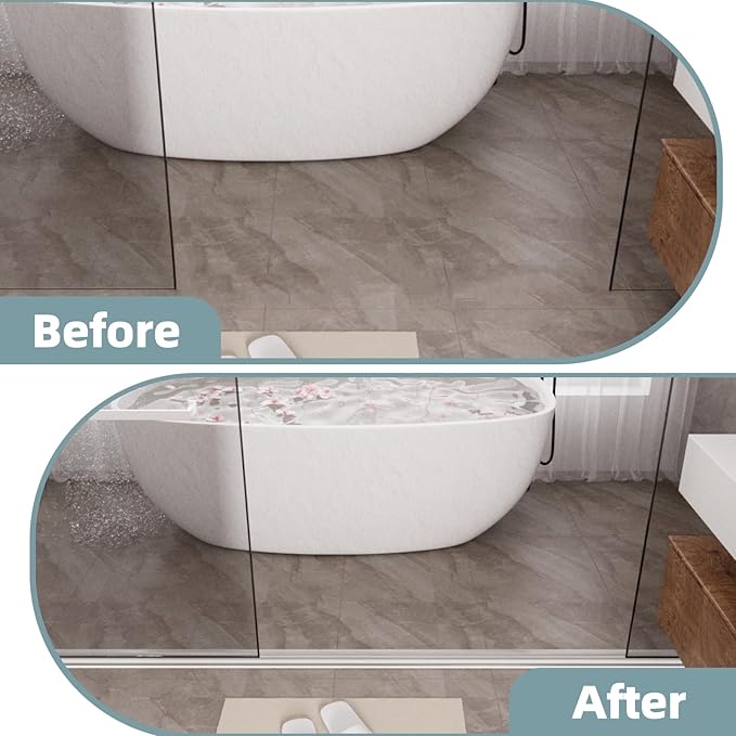 78Inch New Shower Threshold Water Dam Barrier,Collapsible Self-Adhesive Silicone Shower Water Guard for Bathroom Bathtub and Kitchen,Shower Water Blocker Suitable for Wheelchair Acces(Transparent)