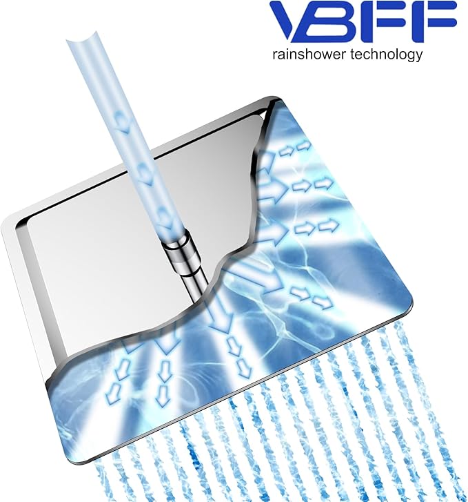 VBFF-Shower Head,rain shower head, 16 inch- Square Shower Head, 1.8 GPM Flow Rate, rainfall showerhead,VBFF10(Chrome)
