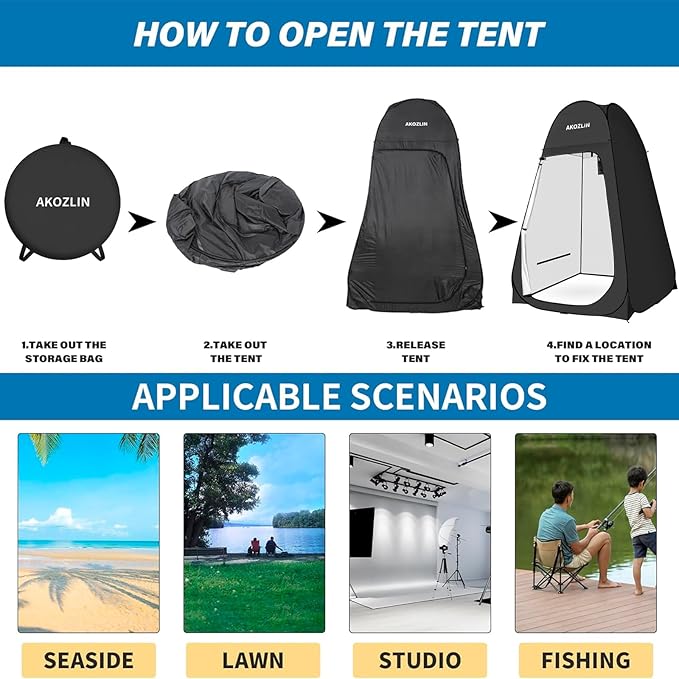 AKOZLIN Portable Pop Up Shower Tent Instant Privacy Dressing Changing Tent Outdoor Shower Room Camp Toilet Tent