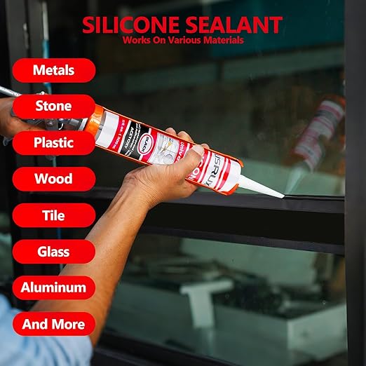 Black RTV Advanced Silicone Sealant & Caulk (12x10 fl.oz), 100% Silicone Black Caulking Waterproof for RV, Kitchen, Bath, General Use, Window, Door, Glass, Marine, Low Odor & Anti Shrink