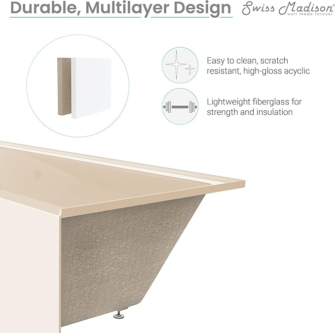 ﻿Voltaire 54" X 30" Left-Hand Drain Alcove Bathtub with Apron in Bisque