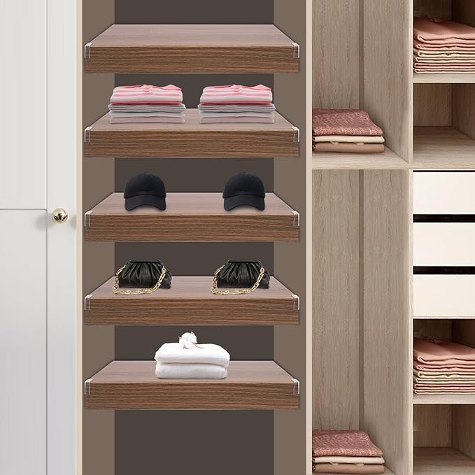 33 Inch Floating Shelves for Wall, 16 Inch Deep Hanging Shelf, Large Display & Storage Shelf for Bathroom, Bedroom, Living Room, Set of 5 (Dark Wood Color, 24 Inch)