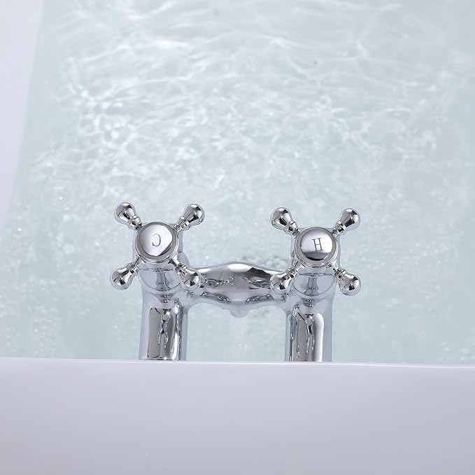 SUMERAIN Wall Mount Tub Faucet Vintage Leg Tub Filler 3-3/8 Inch Center High Flow Chrome