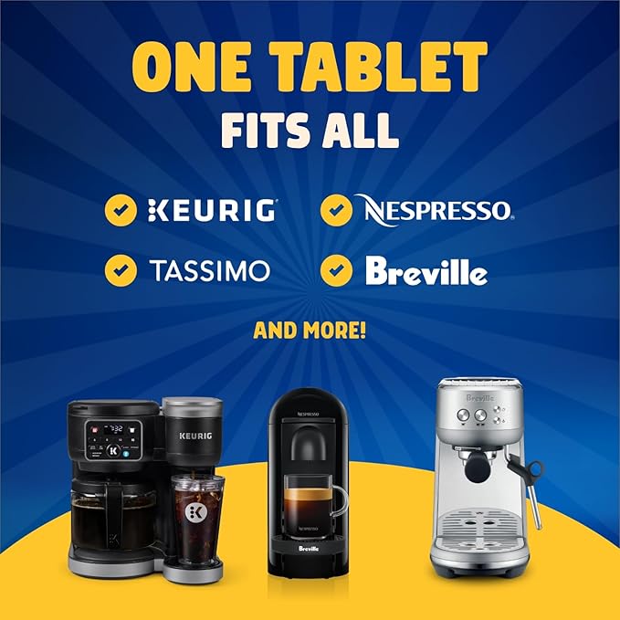Coffee Maker Descaler - Easy to Use Coffee Machine Tablets Compatible with All Major Brands - Fast Acting Descaling Tablets Preserves Brew Flavor & Machine Longevity (24 Count)